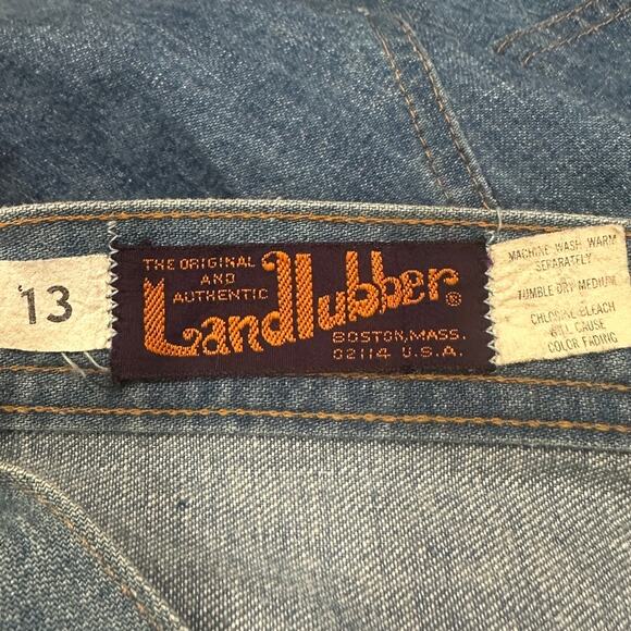 VTG 70s Landlubber Denim Maxi Skirt High Waist Cottage Hippie Retro Boho Medium - Picture 10 of 11